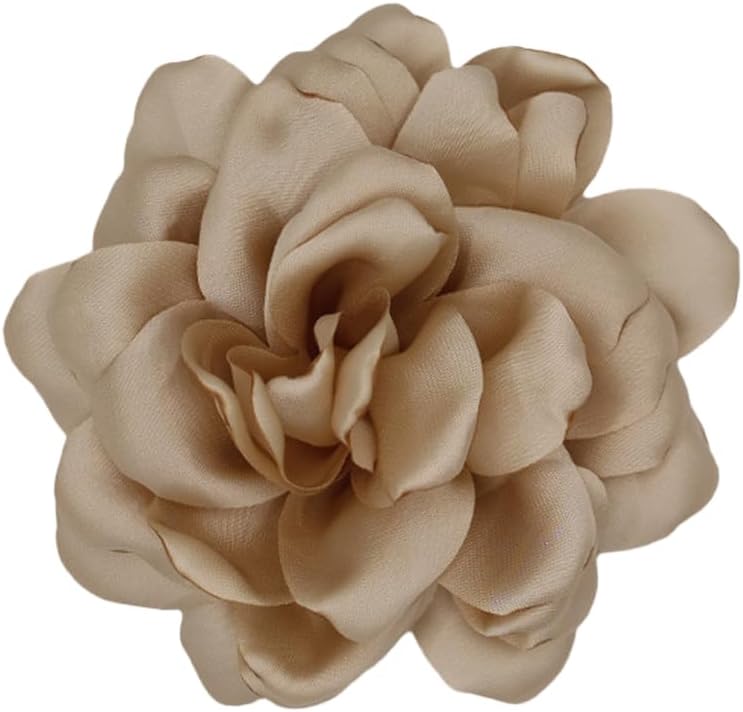 Decixde Satin Fabric Rose Flower Brooches - Handmade Floral Accessory for Wedding Party Dance Banquet Ceremony - Size: 4.72in - Image 5